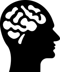 Human brain icon in flat style. Thinking State mind process and business solutions symbol isolated on transparent background