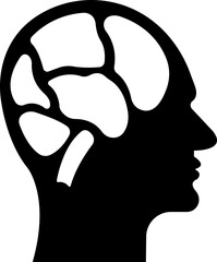 Human brain icon in flat style. Thinking State mind process and business solutions symbol isolated on transparent background