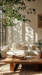 Natural light cozy living space vibe high resolution picture