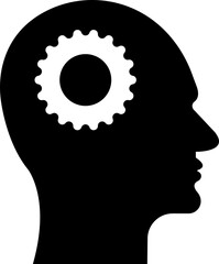 Human brain icon in flat style. Thinking State mind process and business solutions symbol isolated on transparent background
