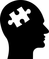 Human brain icon in flat style. Thinking State mind process and business solutions symbol isolated on transparent background