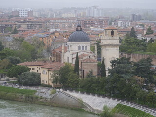 Verona aerial cityscape from San Pietro castle, Veneto, Italy