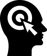 Human brain icon in flat style. Thinking State mind process and business solutions symbol isolated on transparent background