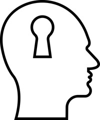 Human brain icon in line style. Thinking State mind process and business solutions symbol isolated on transparent background