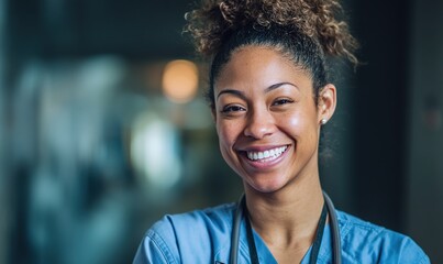 Portrait of a smiling nurse celebrating international nurses day, expressing confidence and professionalism