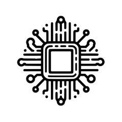 Stylized Digital Core - Abstract CPU Processor Icon Illustration