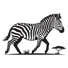 A zebra Vector Black silhouettes. with white background art illustration