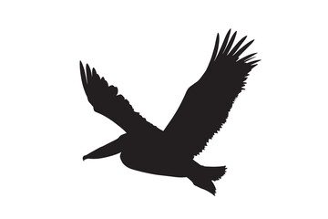 Obraz premium A drawing of a pelican silhouette vector icon set illustration isolated on white background.