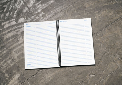 Mockup Of Customizable Spiral Bound Notebook On Floor