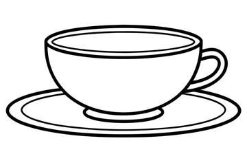 Cup And Saucer Line Art Vector Illustration