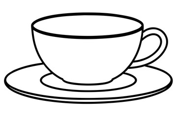Cup And Saucer Line Art Vector Illustration