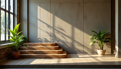 business hierarchy scene with steps and image placeholder