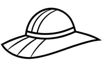 Folded Sun Hat Line Art Vector Illustration