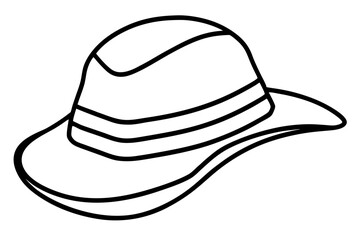 Folded Sun Hat Line Art Vector Illustration