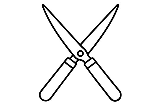 black outline garden shears crossed clip art preview