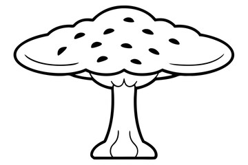 Mushroom Spore Cloud Line Art Vector Illustration