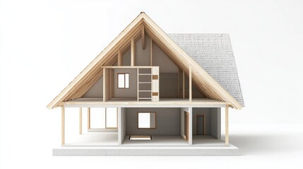 Attic loft conversion isolated on white background