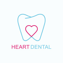 Heart dental line icon logo vector.