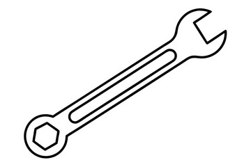 Thin Metal Wrench Line Art Vector Illustration