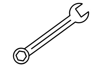 Thin Metal Wrench Line Art Vector Illustration