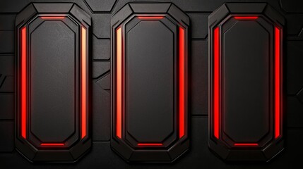 Rank position Concept. Futuristic panels with sleek black and red design.