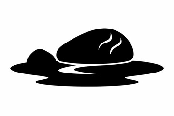Tiny River Stone Silhouette Vector Illustration