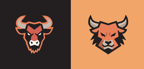 Angry Bull Mascot Logo Set