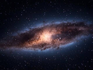 Fototapeta premium A Stunning Celestial Scene Cosmic Nebula with Bright Stars and Dark Interstellar Dust