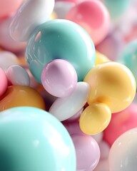 Delicate 3D Pastel Blobs Floating in a Minimalist Arrangement for Modern Art Aesthetic