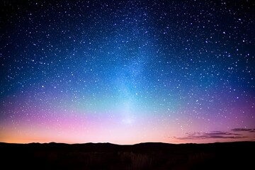 Majestic Night Sky over Silhouetted Landscape Breathtaking Starry Night Panorama