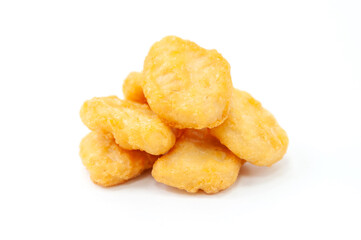 Golden Fried Chicken Nuggets on White