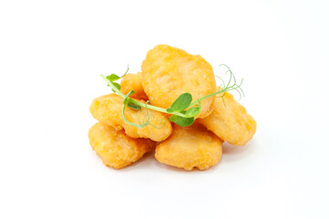 Crispy Chicken Nuggets with Fresh Microgreens