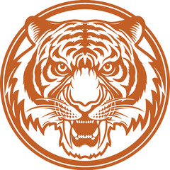 tiger head vector in a circle  illustration