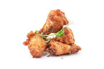 Golden Fried Chicken Wings with Fresh Microgreens