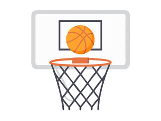 Basketball Hoop and Ball  A Front View Illustration