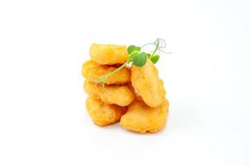 Crispy Chicken Nuggets with Fresh Microgreens