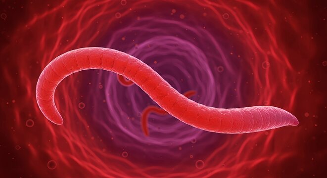 Red parasitic worm illustration