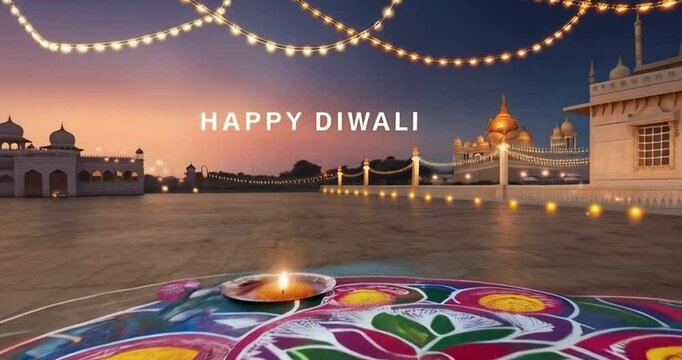 night view of happy diwali