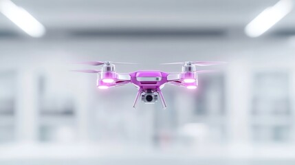 Pink drone in a modern, medical setting