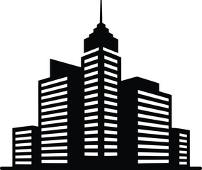 building cityscape silhouette isolated icon vector illustration design  black and white