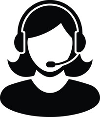 Call center icon vector female user person profile avatar symbol for online support in a glyph pictogram illustration