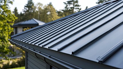 Exterior view of a modern metal residential roof.