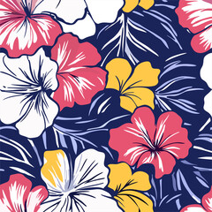 Floral Fantasia a vibrant, digitally crafted design bursts with life, showcasing stylized flowers and foliage in a vivid, eye-catching pattern, perfect for bringing a touch of the tropics.