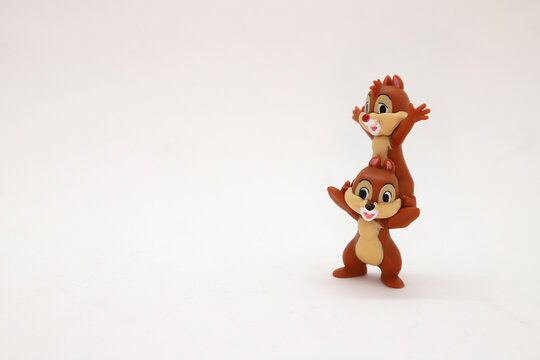 Disney Chip and Dale Chipmunks toy on white background isolated