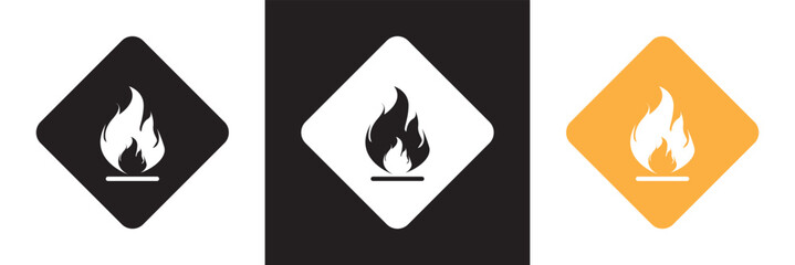 Flammable hazard icon. Vector for websites, mobile interfaces, presentations, banner, visual branding etc. Vector illustration. isolated on white and black background. EPS 10
