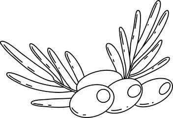 olive Line Art Illustration &ndash; Hand Drawn Vegetable Sketch