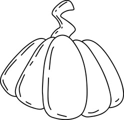 pumpkin Line Art Illustration &ndash; Hand Drawn Vegetable Sketch