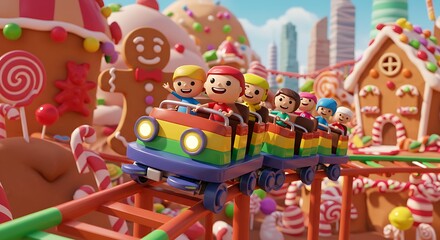 A 3D cartoon rowing boat floating gently on a shiny crystal lake surrounded by cartoon mountains