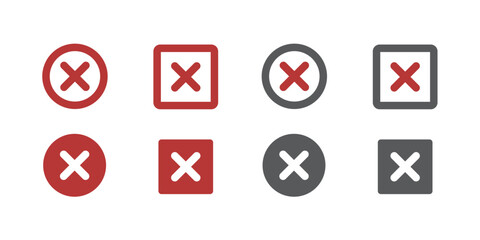 cross sign icon set. cross box icon with false, accept cross sign icons red tick box.