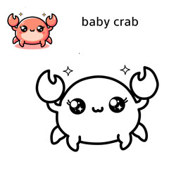 Coloring book for children (cartoon baby crab)